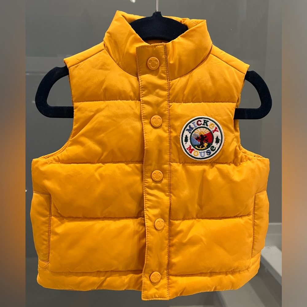 Janie and Jack DISNEY MICKEY MOUSE PUFFER VEST in yellow (6-12 months)